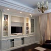 Luxury wood carved modern designed book display cabinets cube bookcase with doors
