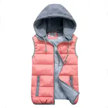 Colarinho de lã com capuz para baixo do colete de algodão das mulheres chapéu Removível Hot alta qualidade Marca New feminino inverno quente Jacket & Outerwear Engrossar