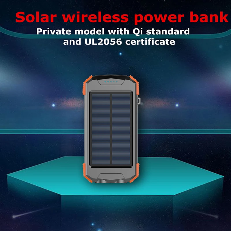 2018 Newest A level solar panel wireless solar charger full 10000mAh with LED lights for amazon and retail or wholesale