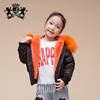 Girls and boys short bomber jacket with detachable faux fur lining