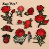 Red different shape Applique Rose Flower Embroidery Patches for clothing