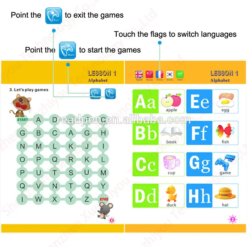 Factory Wholesale English Talking Pen Book Spanish Reading Pen Kids Home Learning Machine