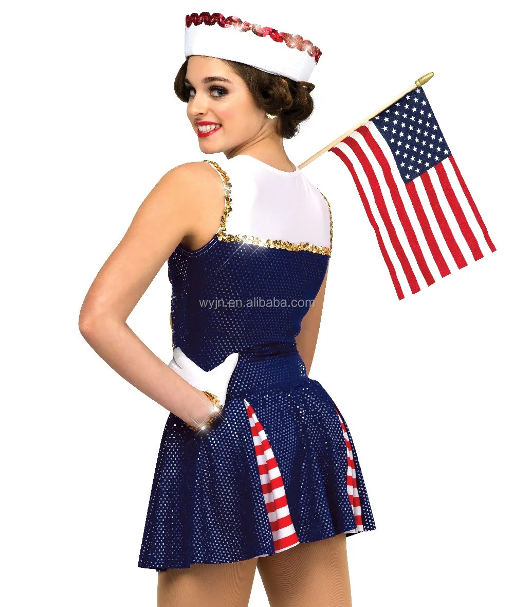 American Flag!! Women Hot Sexy Team Jazz Sailor Adult Dance Costumes