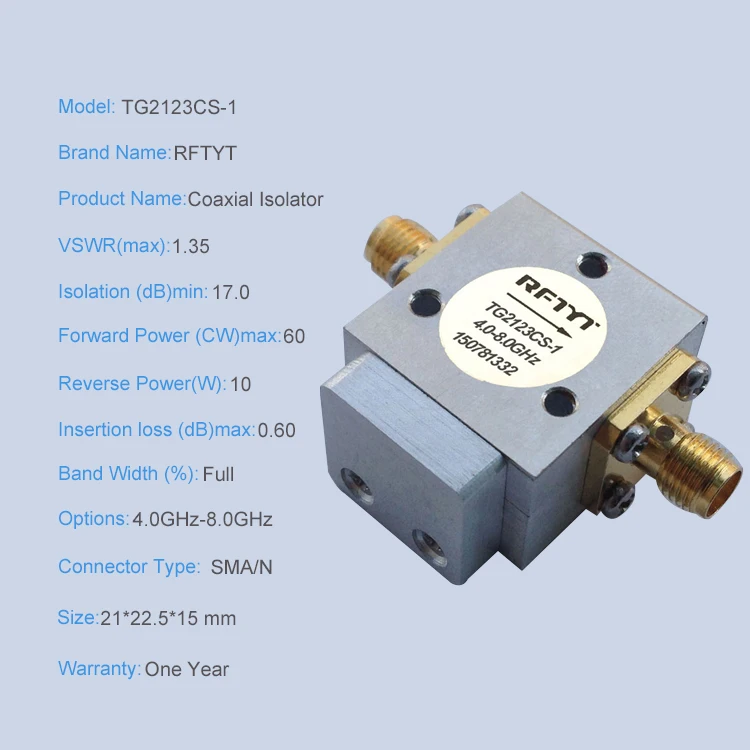 RFTYT Custom 60 W RF Broadband Isolator Manufacturer