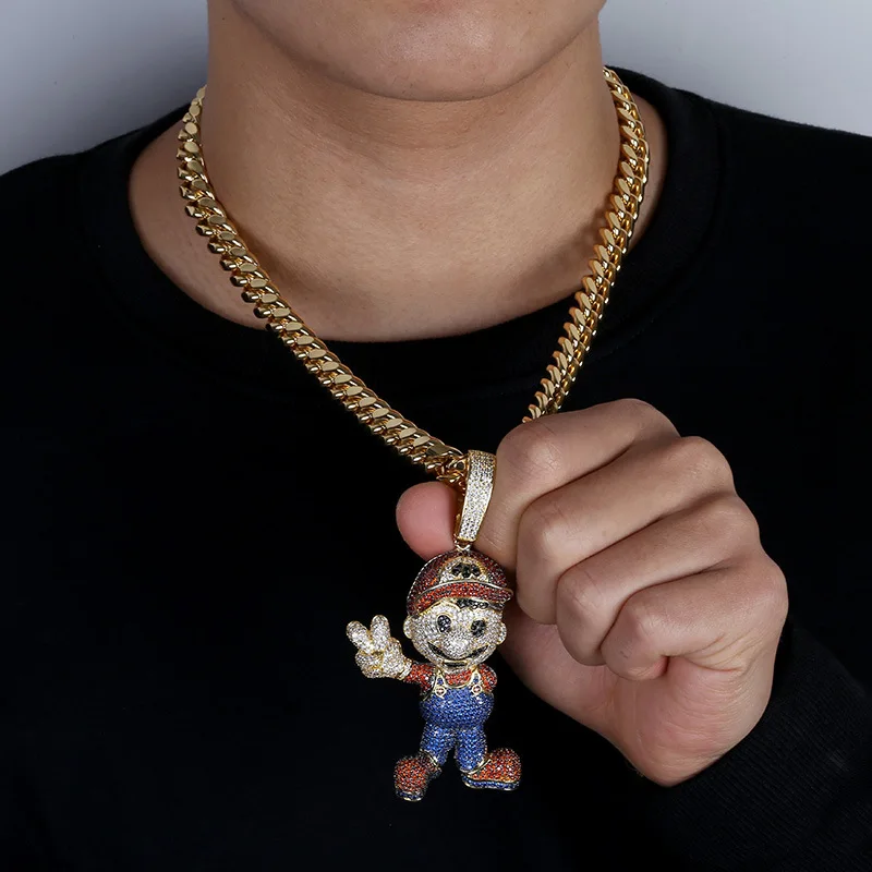 Iced Out Cartoon Character Zircon Mario 
