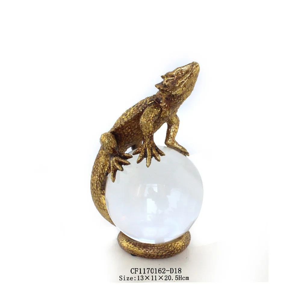 Octopus Sculpture Lizard Statue with Crystal Ball Home Decor Home Decoration Gold Resin Europe Artificial Animal 30% Deposit details