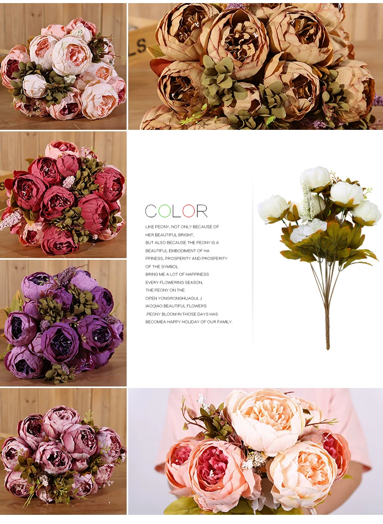 Multicolorful Silk Large Artificial Flower Heads Wholesale Artificial