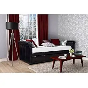 DHP Giada Upholstered Faux Leather Daybed and Trundle, Brown