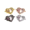 Colorful Brass Charms Cubic Zirconia Micro Pave CZ Two Heart Jewelry Connector Charms Connectors For Jewelry Making