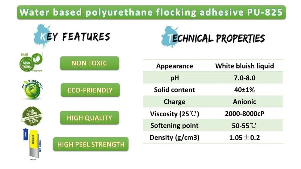 Ecofriendly Waterbased Polyurethane Lamination Flocking Glue Adhesive
