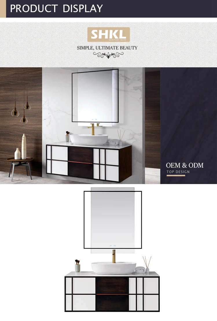 big storage space waterproof wood bathroom vanity cabinet with mirror