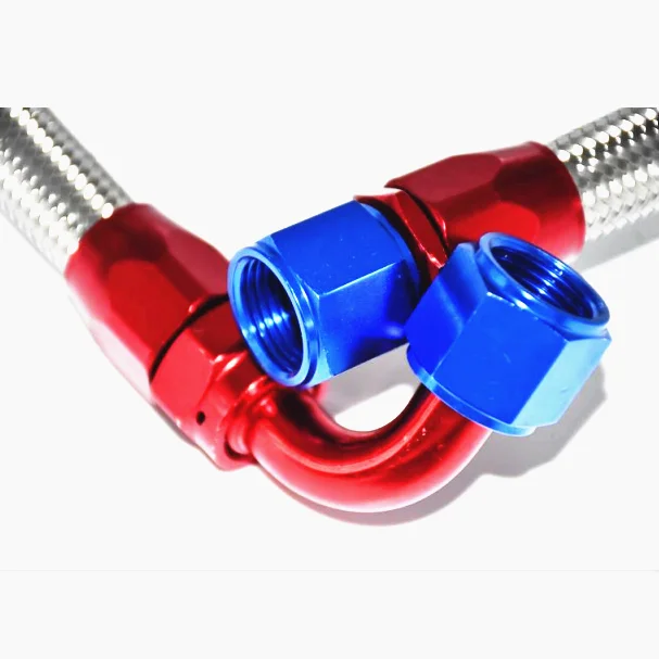 Raccord Mâle Droit AN10 Pour Tuyau Carburant - Alliage Aluminium, Verrouillage Rotatif, Bleu/rouge