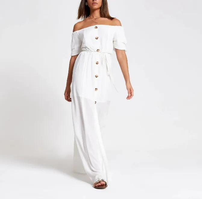 bardot button dress