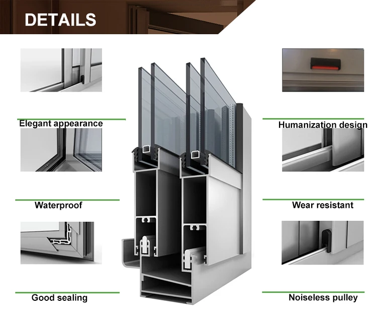 Aluminium Glazen Deur En Kozijn houtnerf Afwerking 