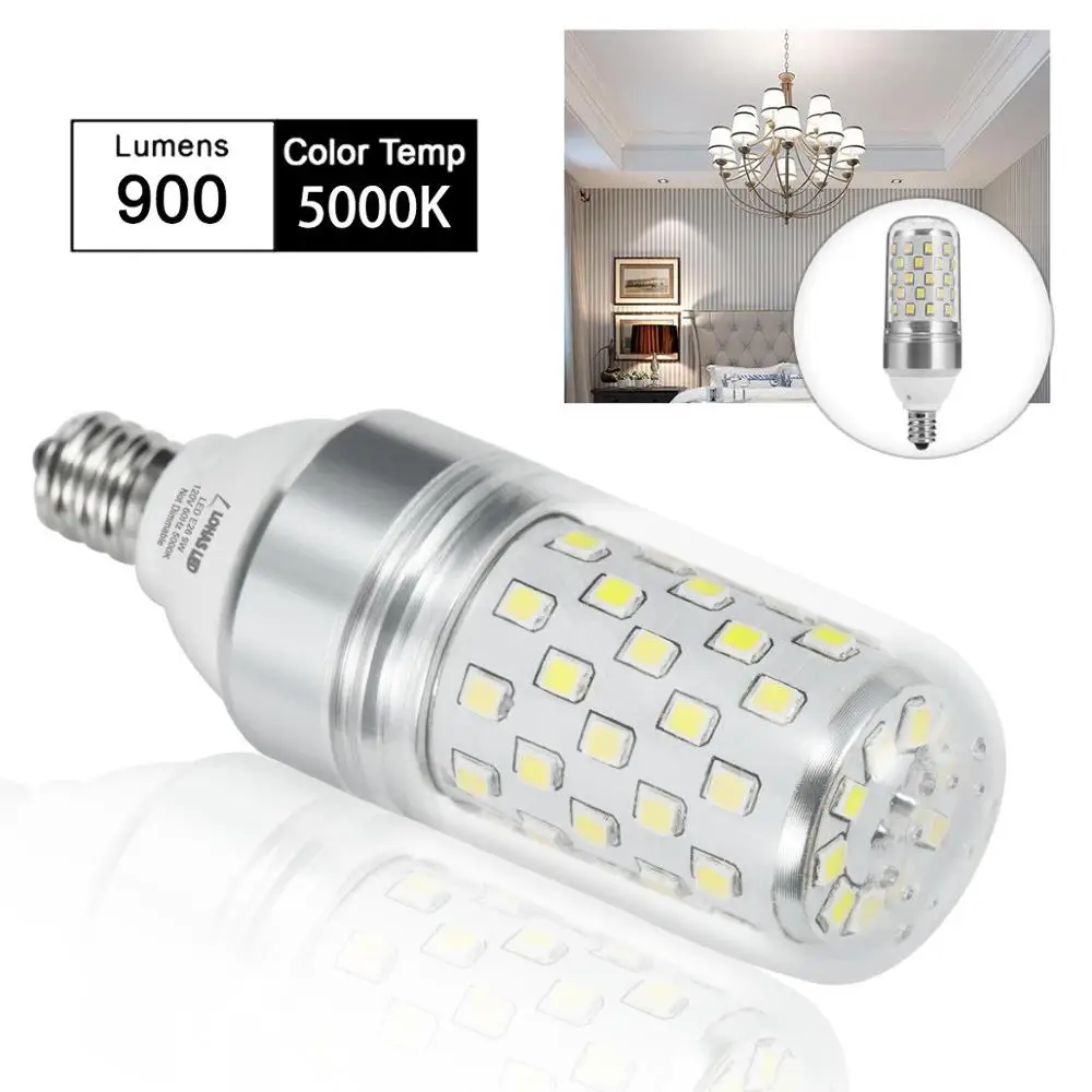 LOHAS LED Candelabra Bulb 75W-85W Equivalent Daylight White 5000K 9W LED Corn Bulb Candle Bulb