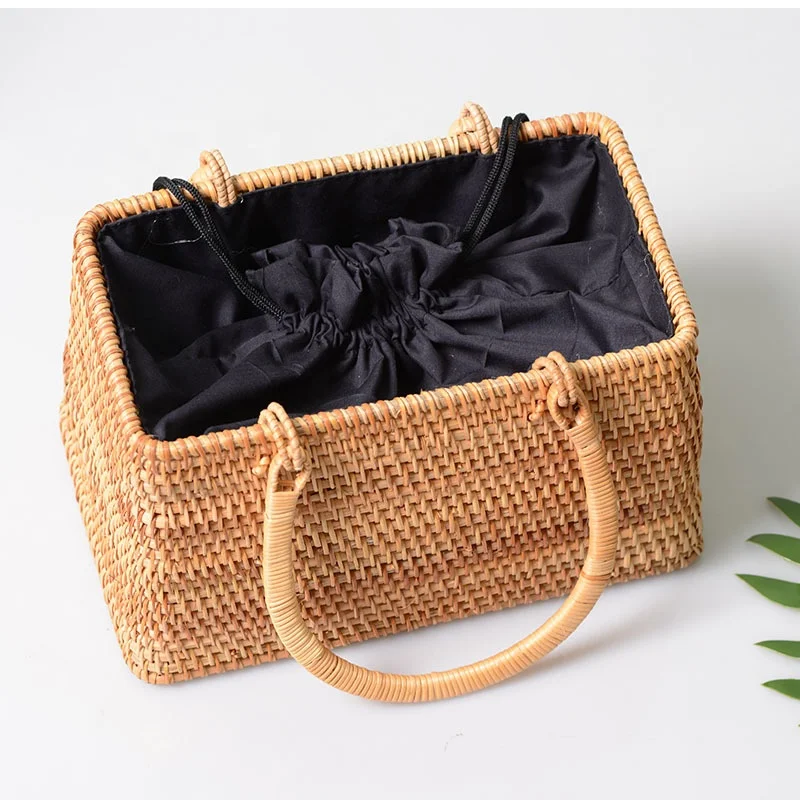 rattan square bag