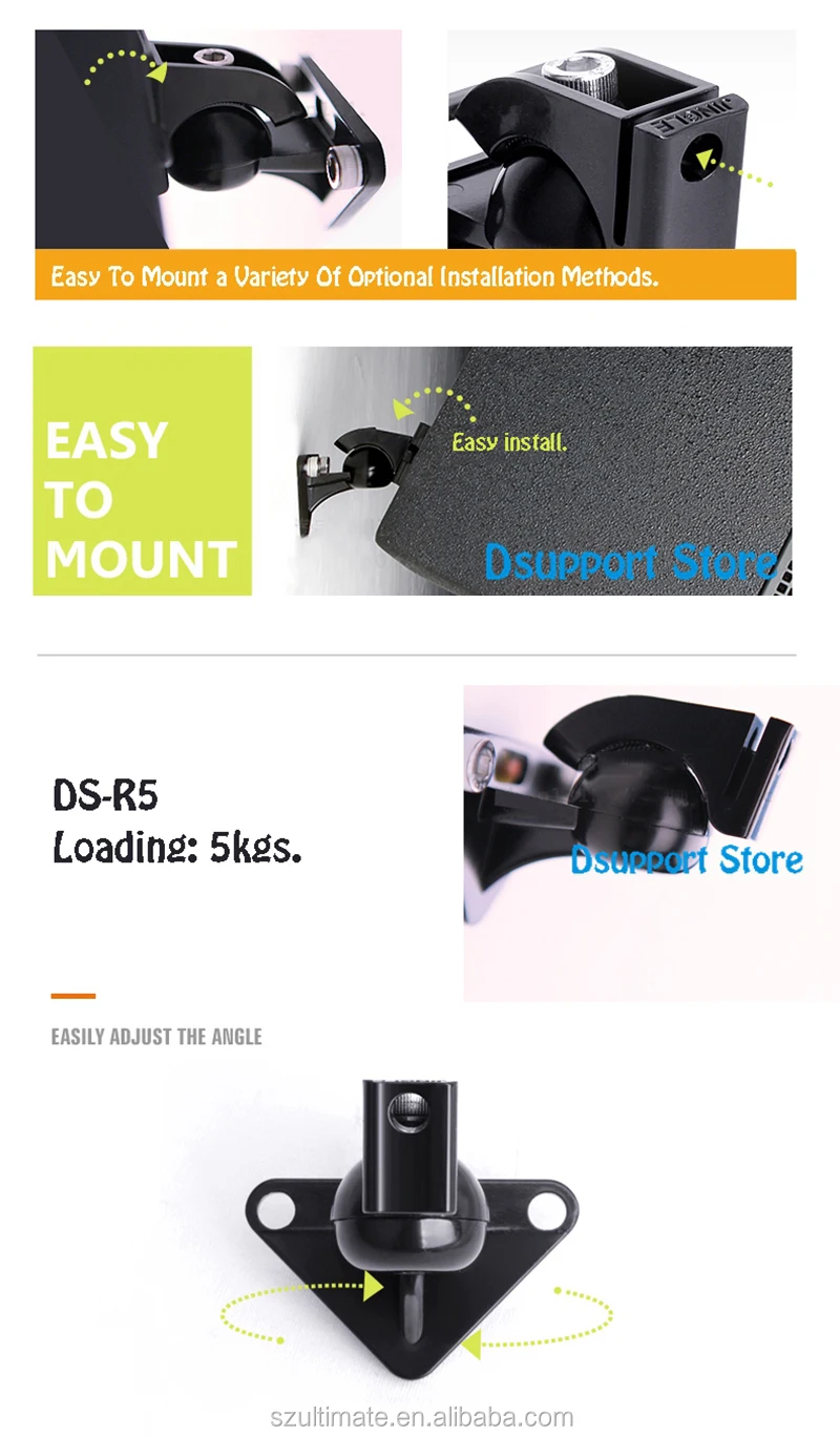 Zinc Alloy Universal Surround Speaker Wall Mount Bracket Rotating Speaker Hanger Loading 5kgs