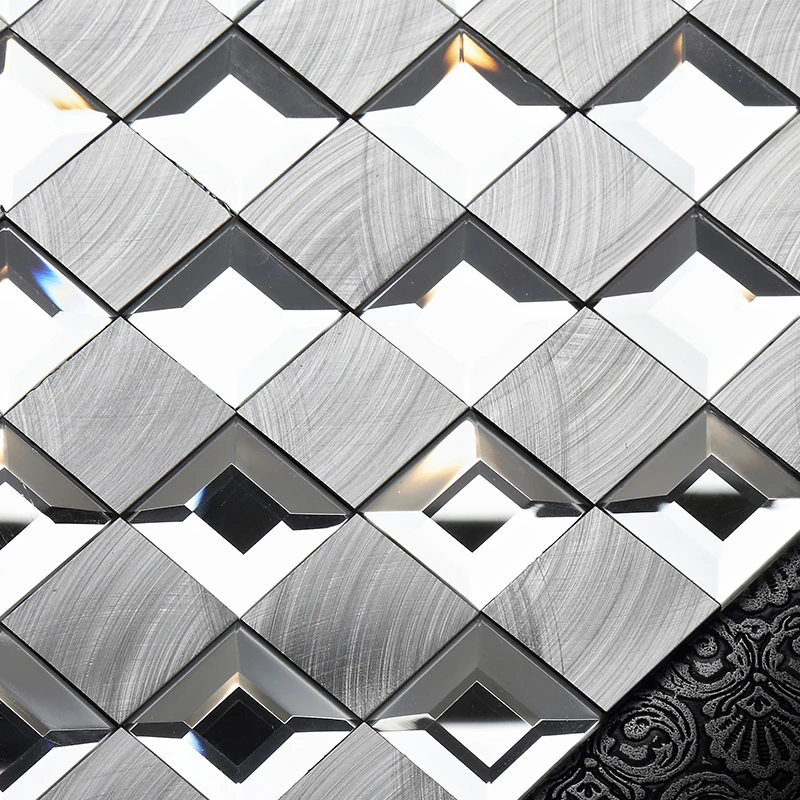 Kitchen Backsplash White Glitter 3d Glass Metal Mosaic Tile Buy