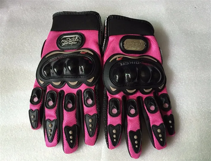 Youme Pink Pro Biker Motorcycle Gloves Full Finger Unisex Motos Sports ...