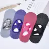 Non Skid Grip Yoga Socks for Women,Non Slip Half Toes Socks for Barre Dance Pilates Ballet, Cotton, Black Gray