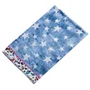 Custom made long star pattern leopard printed blue girl scarf