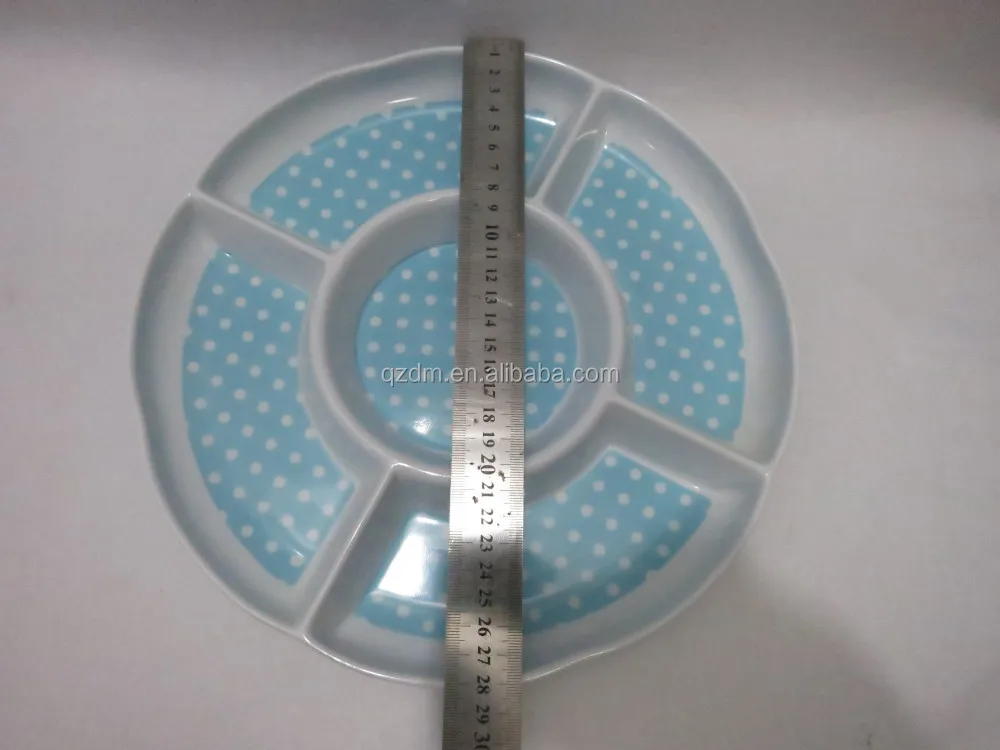Melamine 5 Divided Plate Plastic 5 Section snacks Dish 11inch
