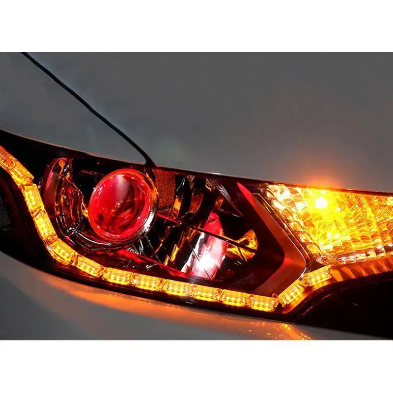 Dual Color LED Strip Headlight Daytime Running Light Amber Flowing Turn Signal
