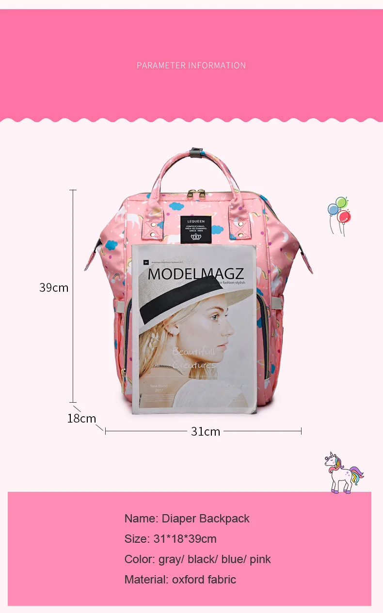 lequeen unicorn diaper bag