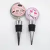 High Quality Tourist Souvenir Double Side Crystal Glass Picture Metal Custom Wine Stopper