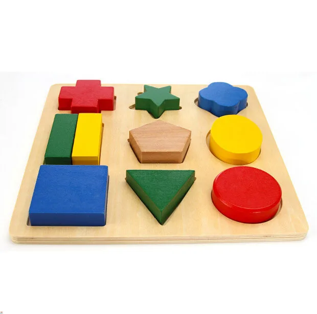 Brilliant Color Wooden Geometric Stacker,shape Matching Toys Geometric 