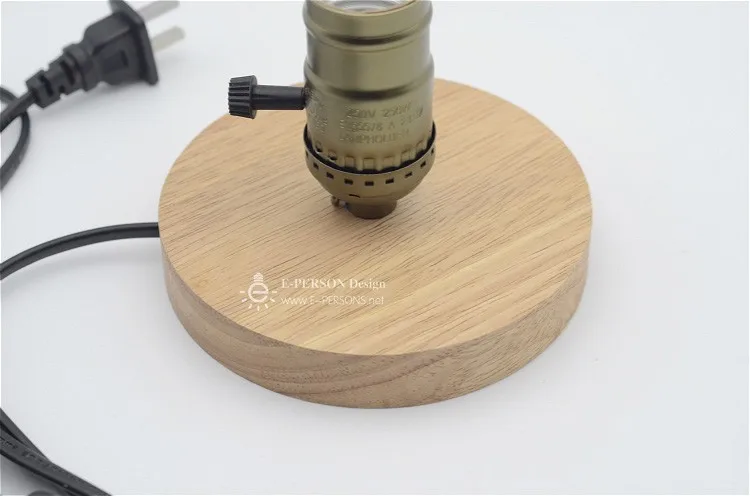Lighting Vintage Industrial Table Light Edison Bulb Wooden Desk Lamp