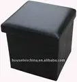 promotion! black leather square folding storage ottoman