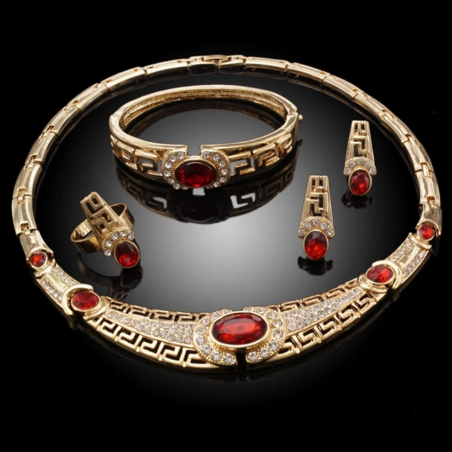 22k Gold Jewellery Dubai Wholesale Jewelry Set Price Indian Fashion Crystal Rhinestone Resin ...