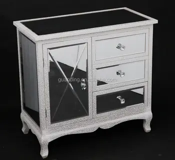 European Style Three Drawers One Door Mirrored Chest Jewelry