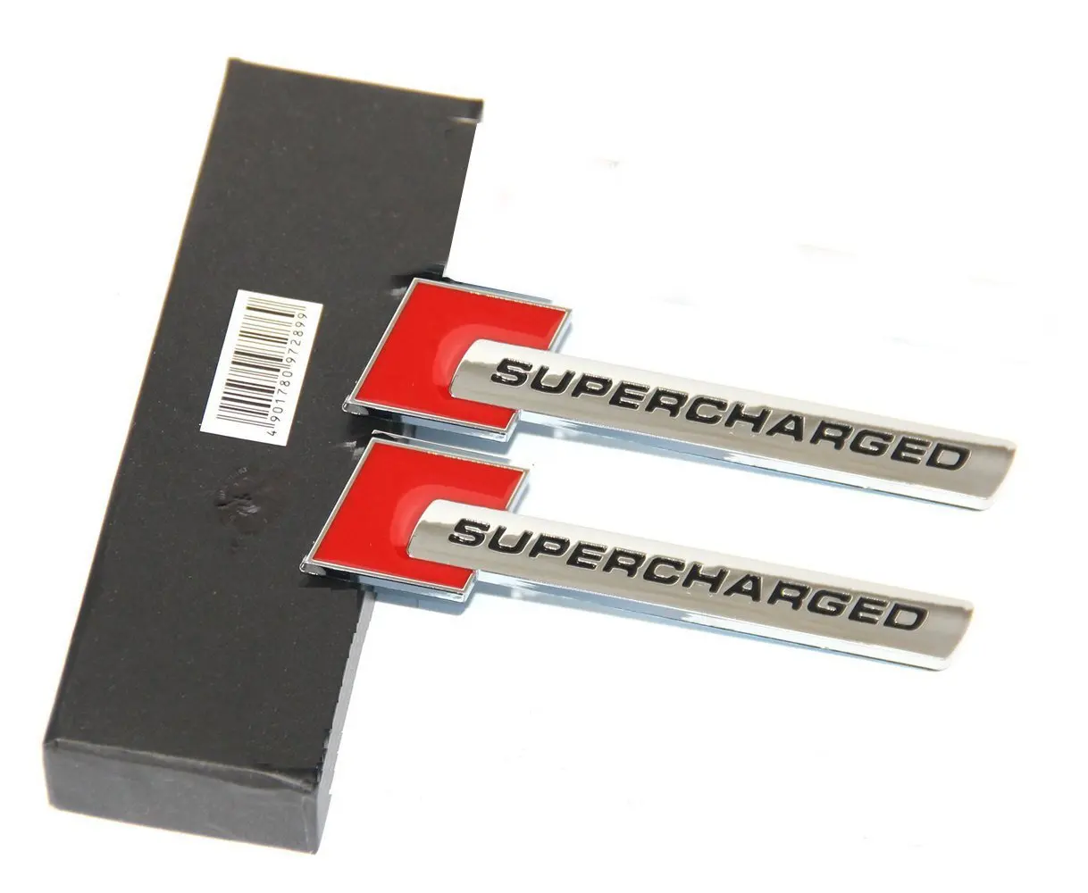 Yoaoo-oem/® 2pcs 3d OEM Supercharged Badge Emblem Stickers for Audi A3 A4 A5 A6 Q3 Q5 Q7 S4 S6 Tt