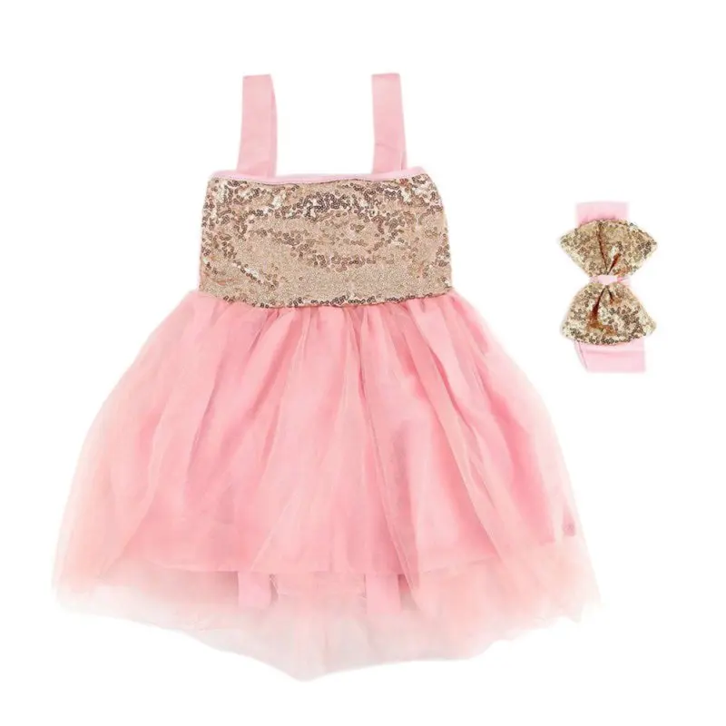 Summer Baby Girl font b Dress b font Princess Sequined Sleeveless Wedding font b Fancy b