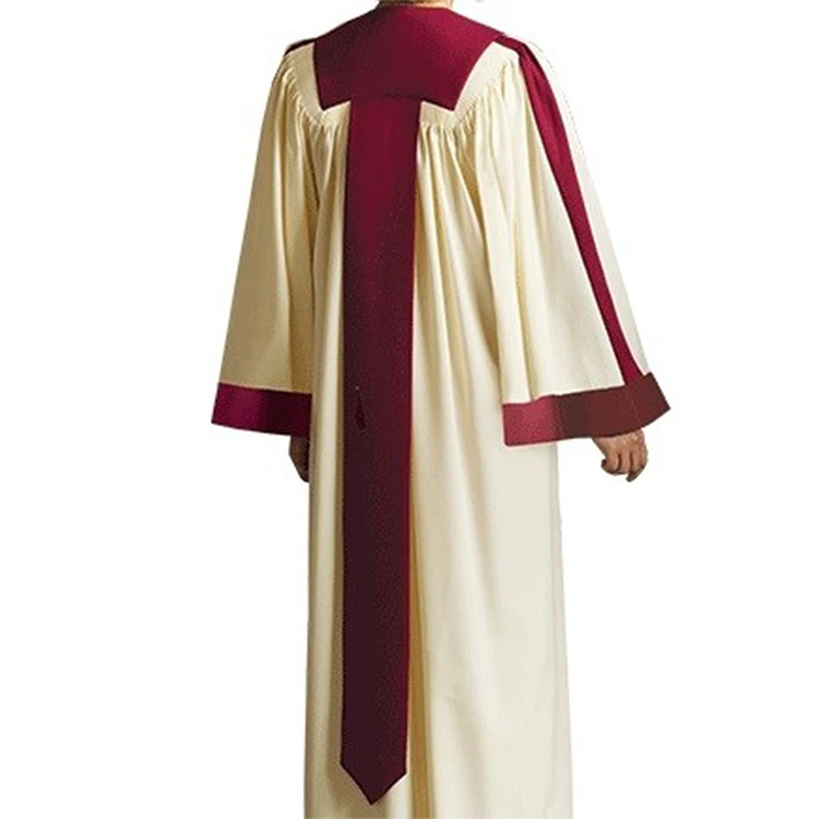 High Quality Red Yoke With Stole Open Sleeve Embroidery Cross White