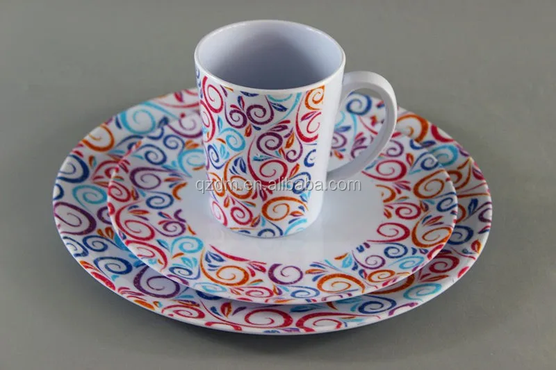 Simple Design Melamine Dinner Set Of 3 Piece For UK Market