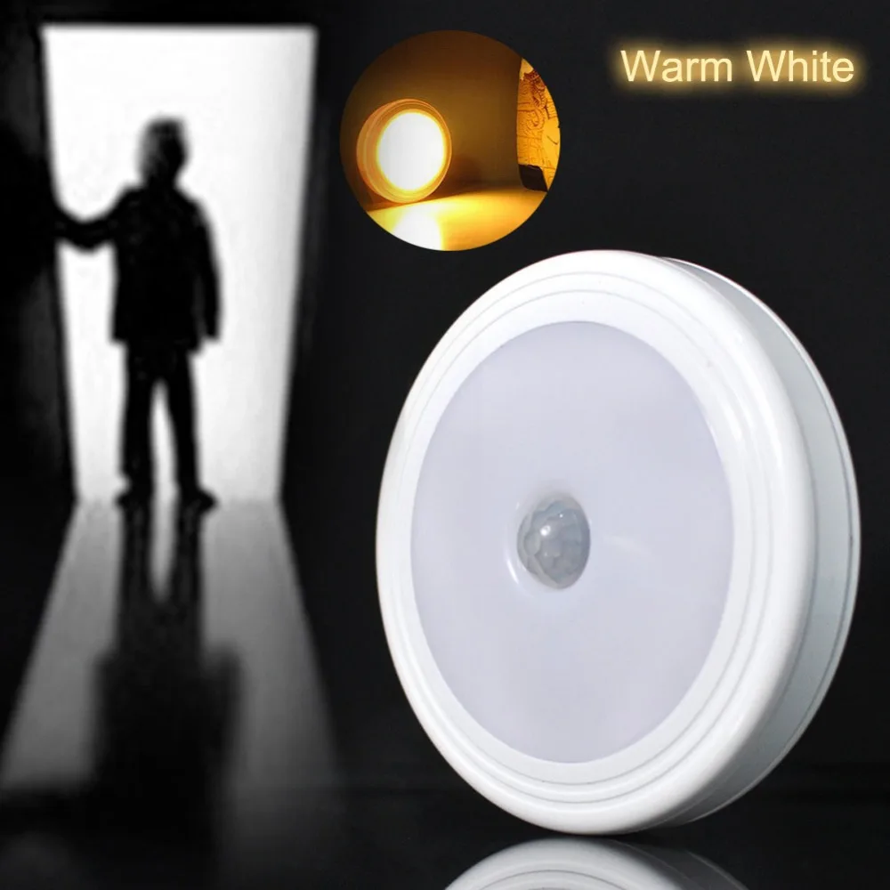 3AAA Battery LED Night Light PIR Motion Sensor Round LED Cabinet light small round type LED lamp for kids night light