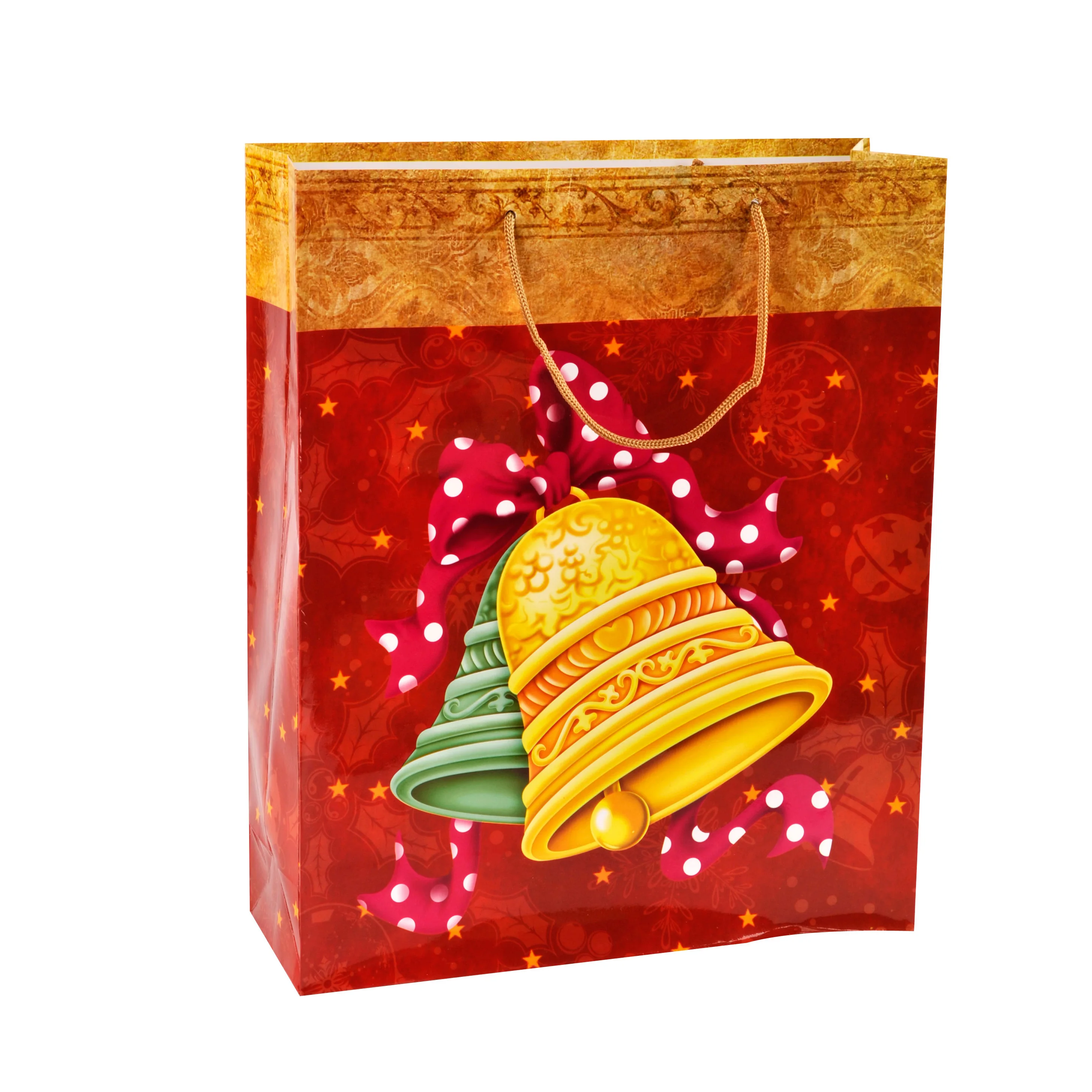 Fashionable Durable Christmas Gift Kraft Paper Gift Bags With Twisted Handles