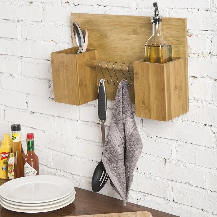 Wall Mounted Bamboo Storage Rack Kitchen Utensil Rack Buy