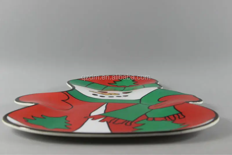 Snowman Shaped Melamine Dessert Plate For Christmas