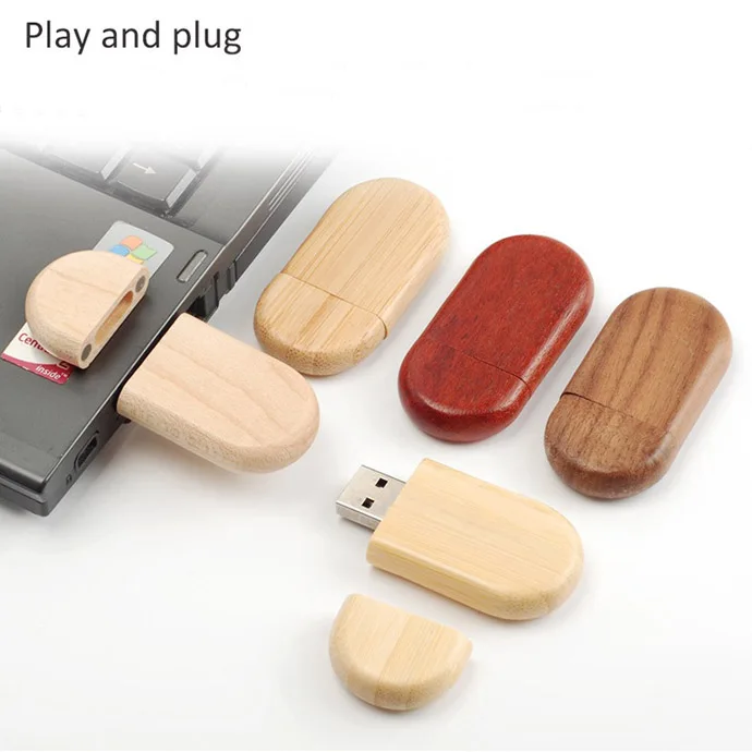 Logo printing Wooden Oval Shaped Unique USB Flash Drive - ANKUX.COM