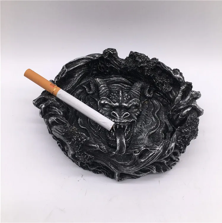 定制树脂鹿骷髅头工艺纪念品圆形烟灰缸