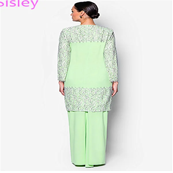 Hot Sale New Fashion Design Green  Lace  Baju  Kurung  