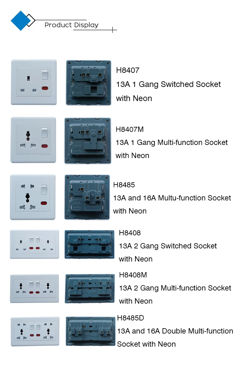 Electric switch and socket with Neon - .jpg