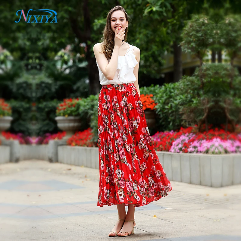 Maxi Skirt Outfits Plus Size Long Ruffle Skirt Pleated Long Ruffle