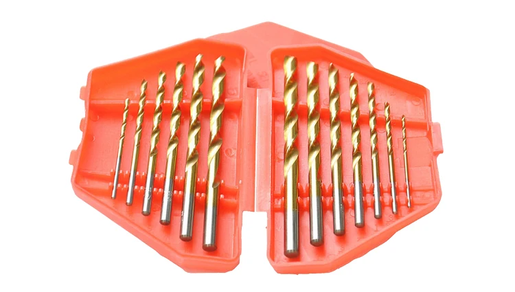 13 Pcs Inch Polished Titanium HSS Drill Bits Set for Metal Stainless Steel Aluminium Drilling in Plastic Box