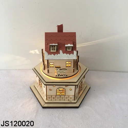 Christmas House Led Light Music Box With Rotary Wooden House Buy