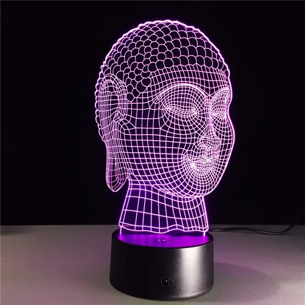 Buddha Lamp Buddhism 3D LED Light USB Color Night Light Decoration Innovation Christmas Gift for Good Luck